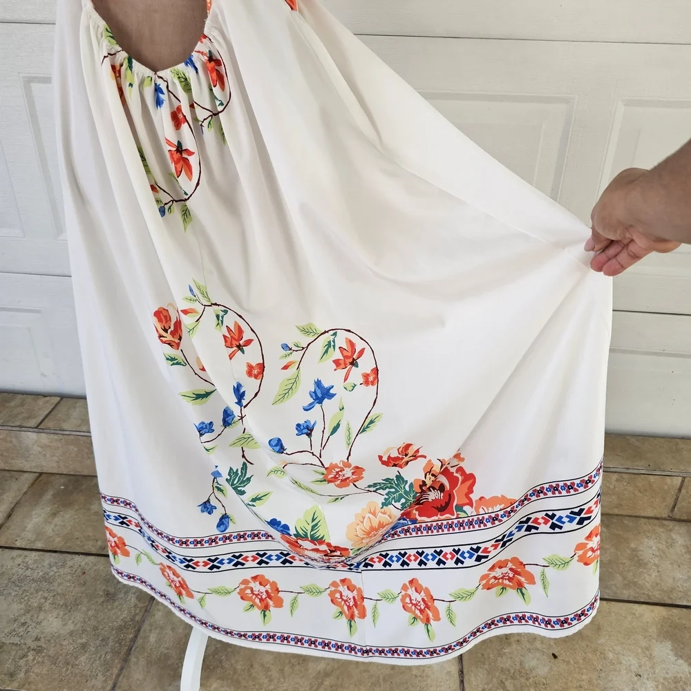 Shein Curve Woman Floral Maxi Dress Boho Summer Beach Backless Strappy Sundress - Picture 6 of 16